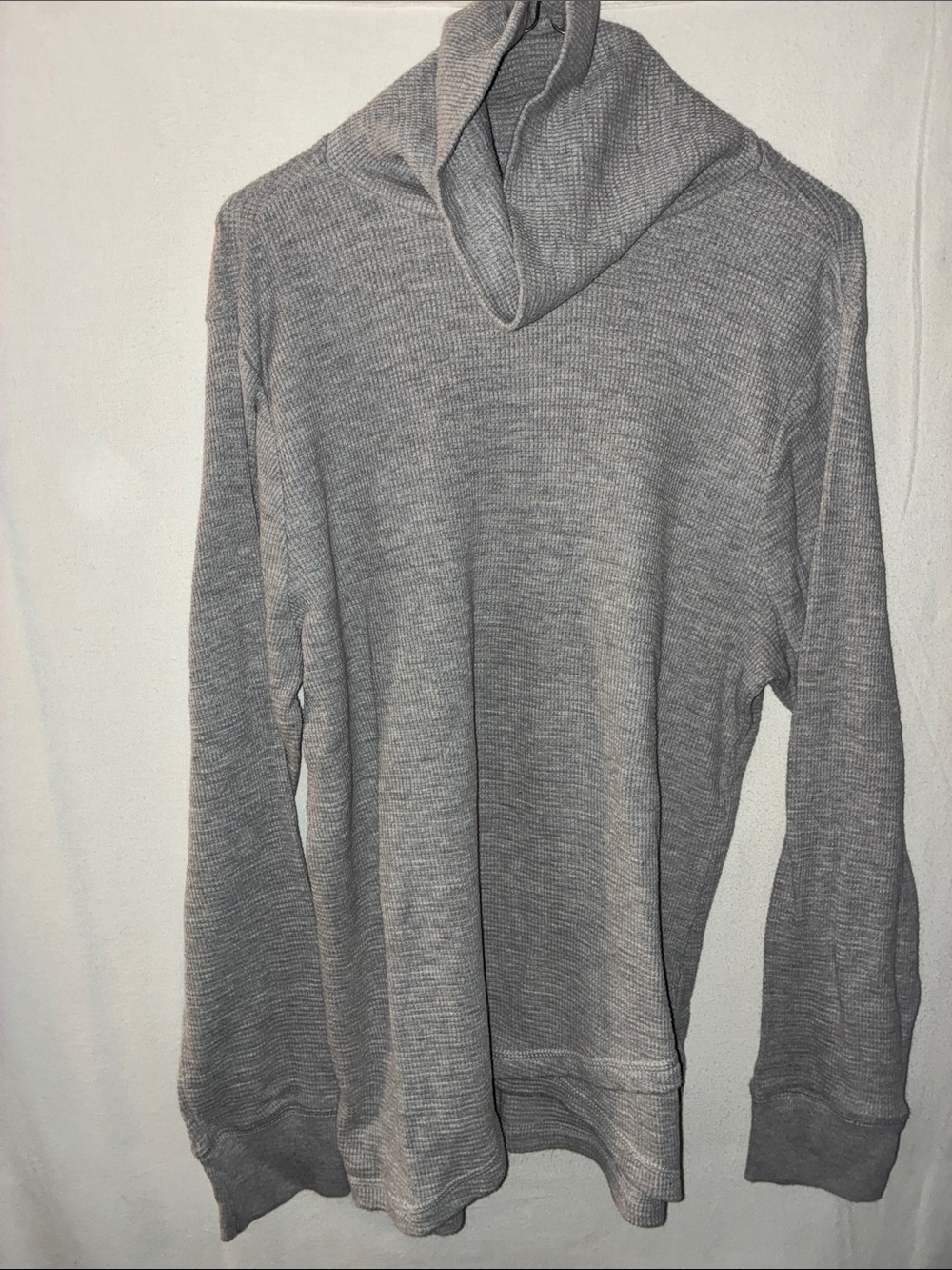 Eddie Bauer Women's Hooded Waffle Knit Turtleneck- Light Gray